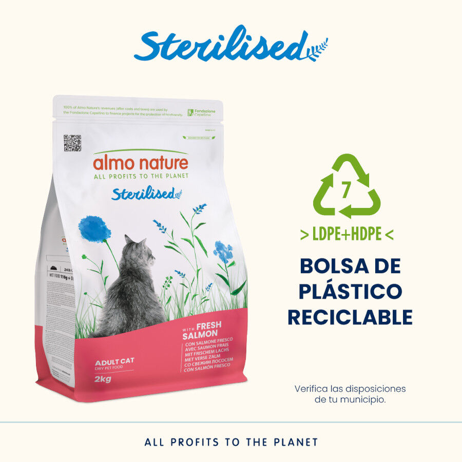 2 kg Almo Nature Alimento para gatos com salm&atilde;o esterilizado, , large Imagem n&uacute;mero 4